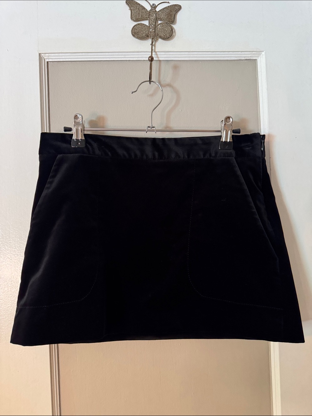 Theory for Bergdorf Goodman Lined Black Velvet Mini Skirt Sz 4